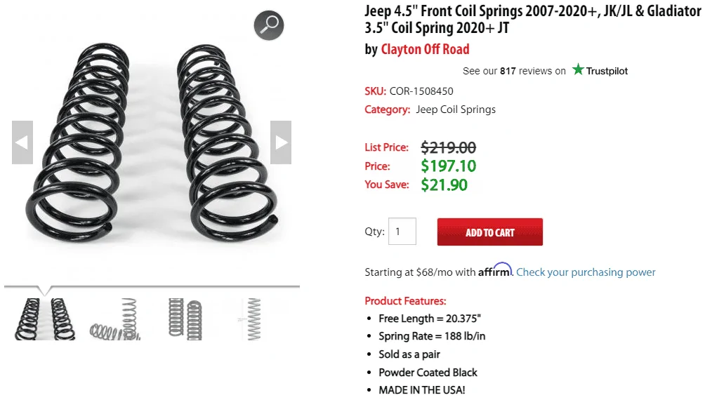 Jeep Gladiator Clayton Springs On Bricks/Cobblestones Clayton JT 3.5 coil