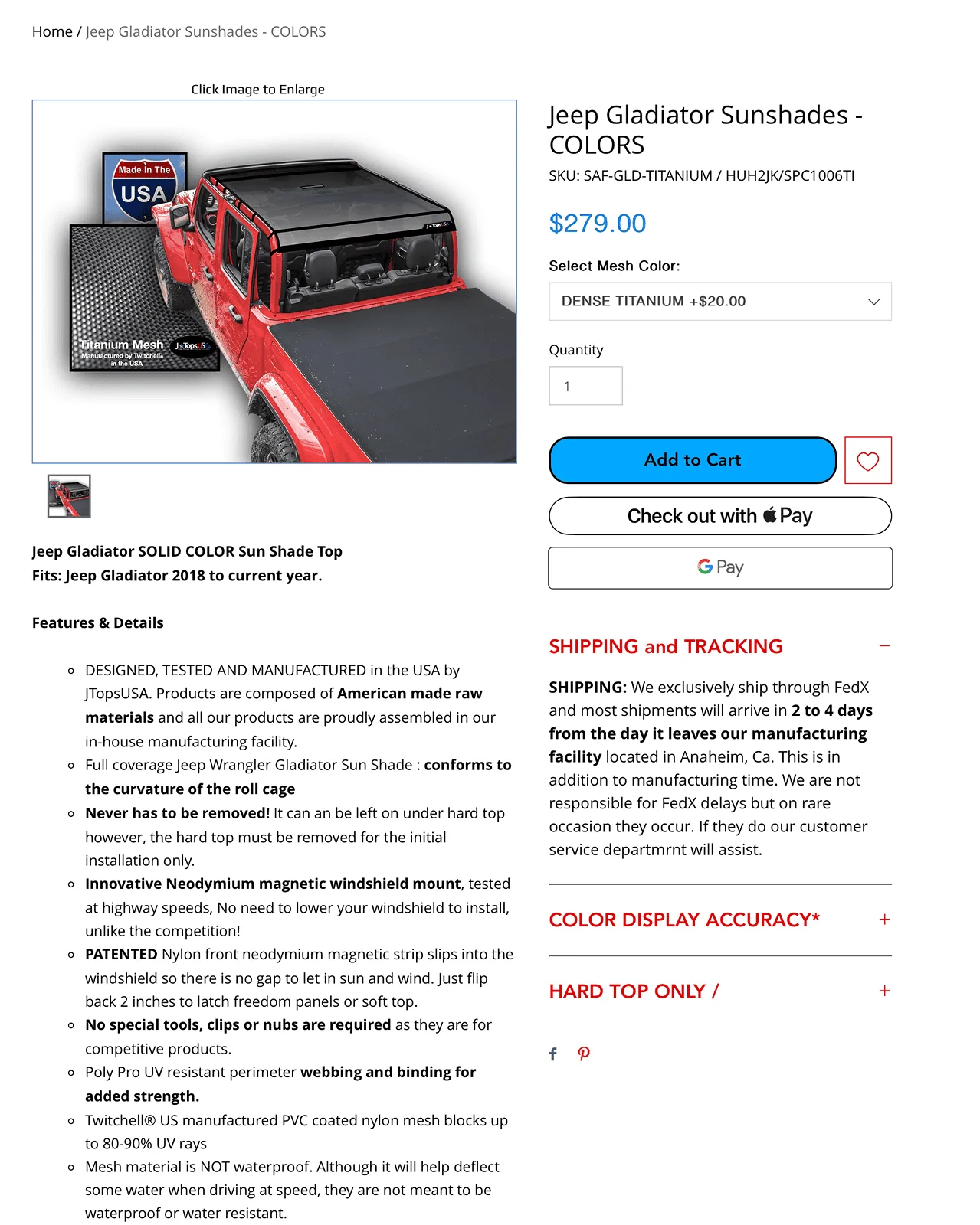 Jeep Gladiator Brand new JTops Sun Shade in Dense Titanium Screenshot 2024-05-29 at 12.49.42 PM