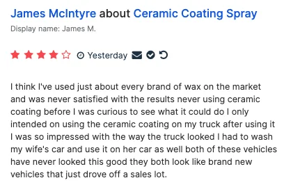 Jeep Gladiator SUMA Ceramic Coating Spray | Customer's Reviews Screen Shot 2024-05-30 at 8.30.52 PM