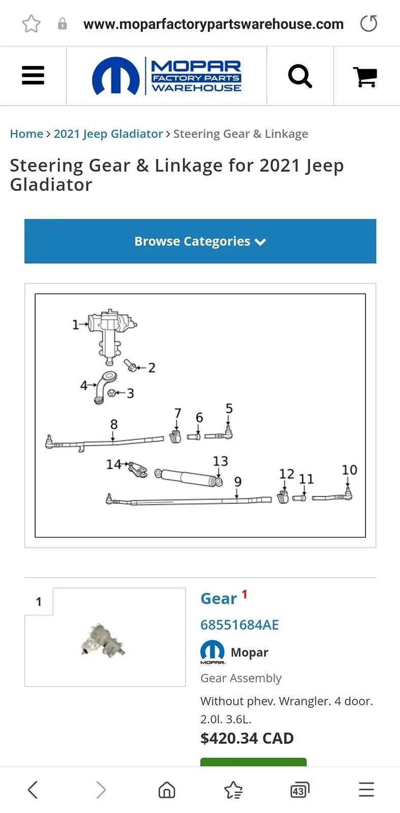 Jeep Gladiator "Drag link adjustment kit"? Pic1