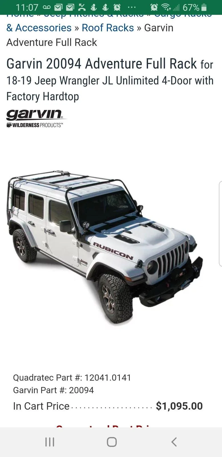Jeep Gladiator JL Garvin Adventure Rack nodded to fit JT Screenshot_20191013-230740_Samsung Internet