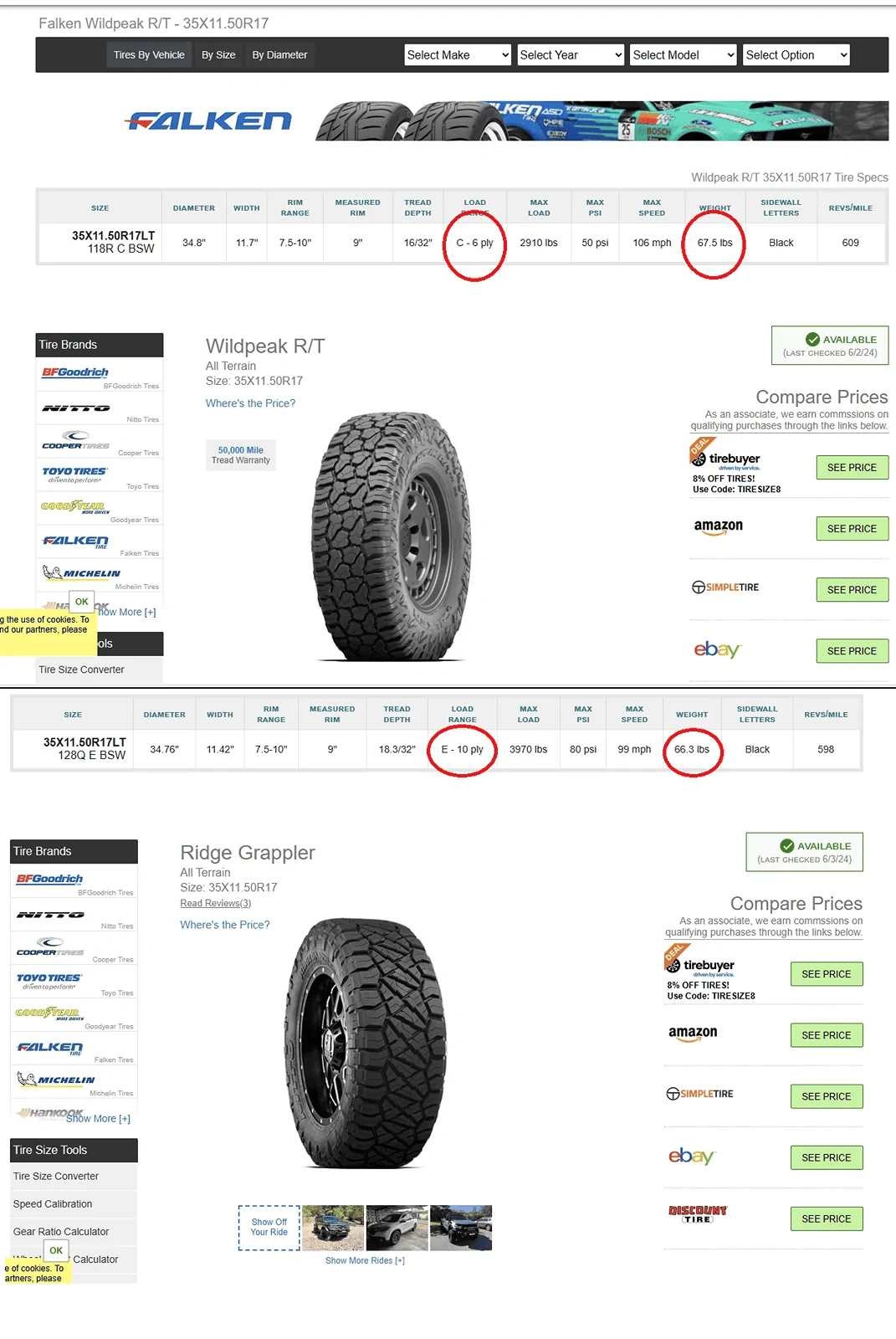 Jeep Gladiator 35x11.5R17 for Towing and Offroad?? comparison
