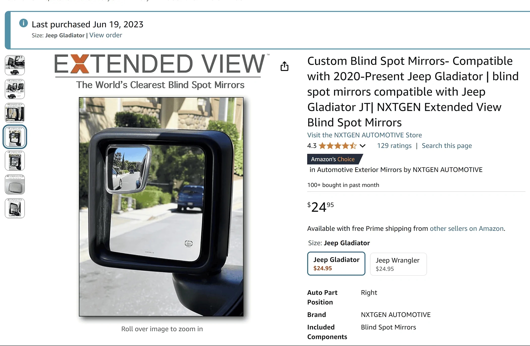 Jeep Gladiator Custom Blind Spot Mirrors For Gladiator Towing 1718817552203-k7