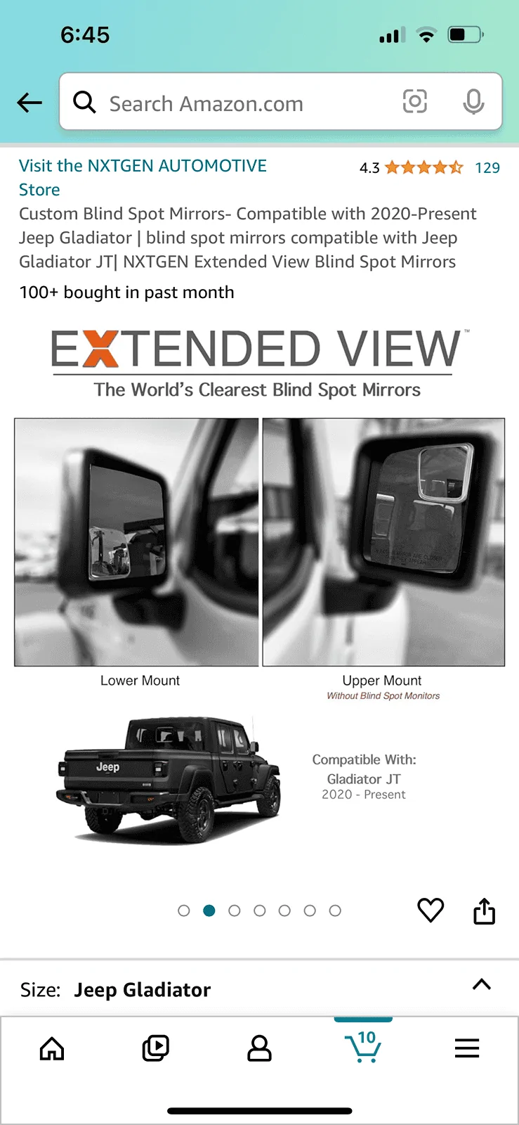 Jeep Gladiator Custom Blind Spot Mirrors For Gladiator Towing IMG_0817