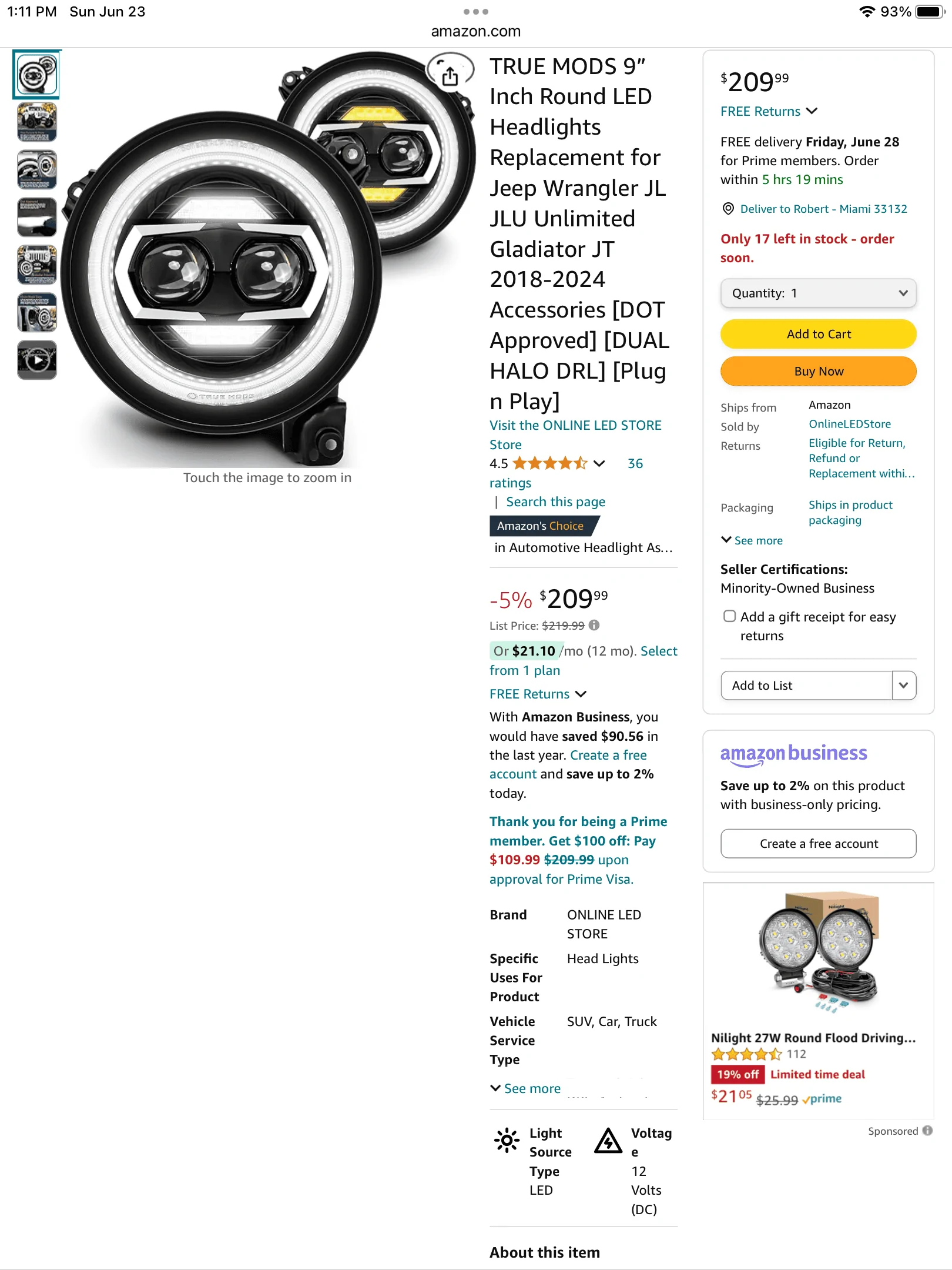 Jeep Gladiator Aftermarket LED Headlights (Brand new in unopened box) $150 3CA27472-C95E-47FE-8C33-849EF01C8F76
