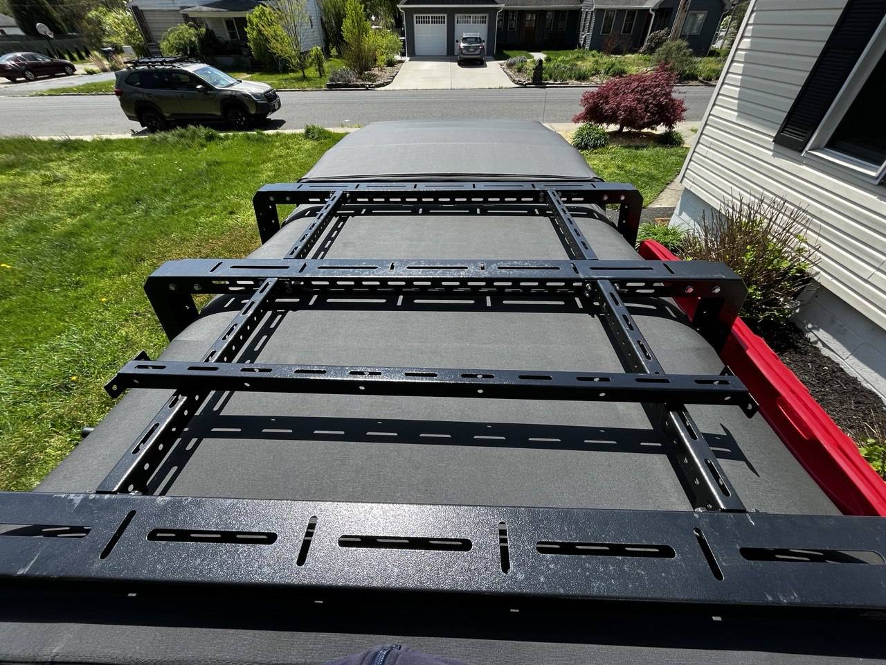 Jeep Gladiator DIY Bike Rack On Top of Full Height Bed Rack temp mount 3