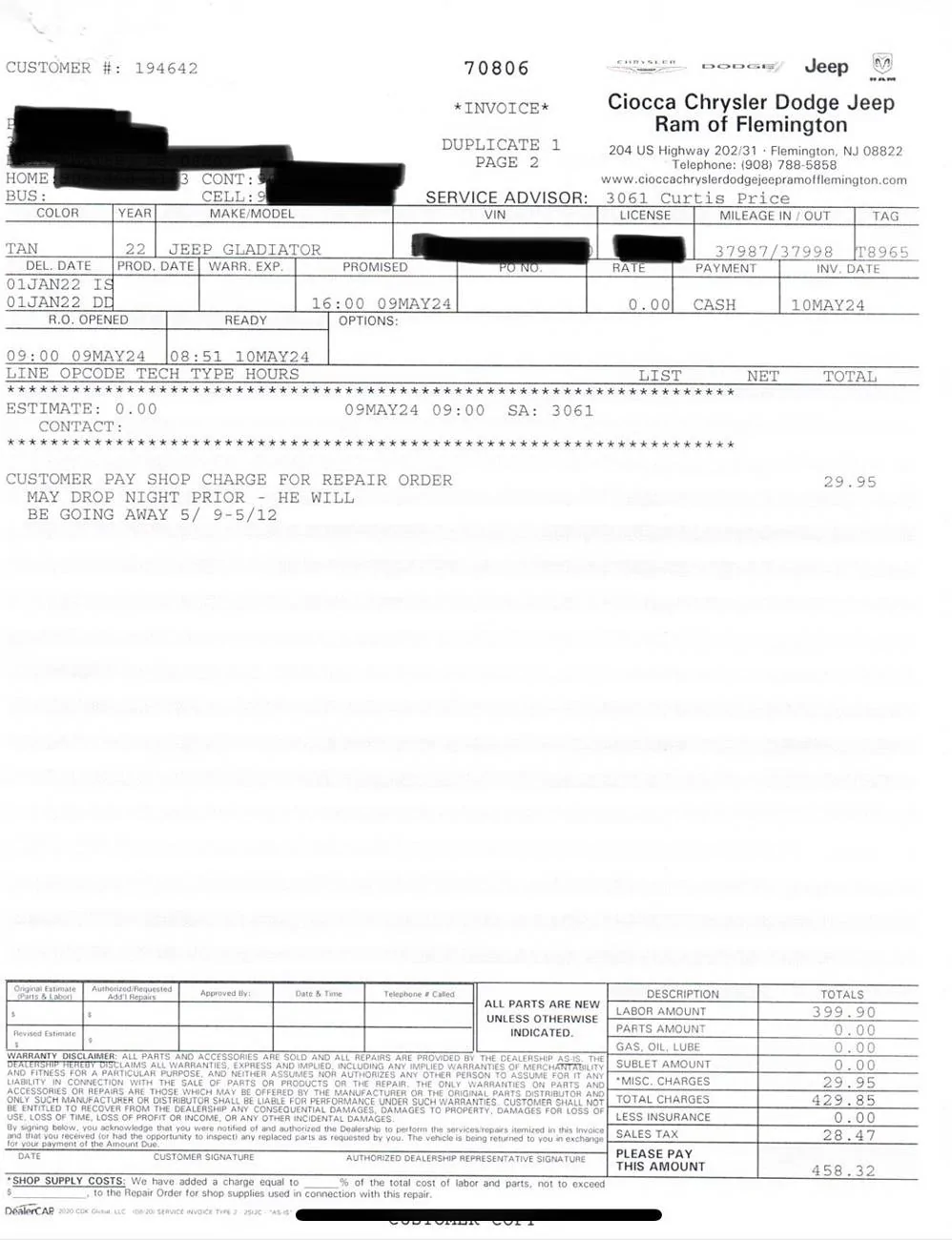 Jeep Gladiator My rant about local dealer and ext. warranty IMG_6792