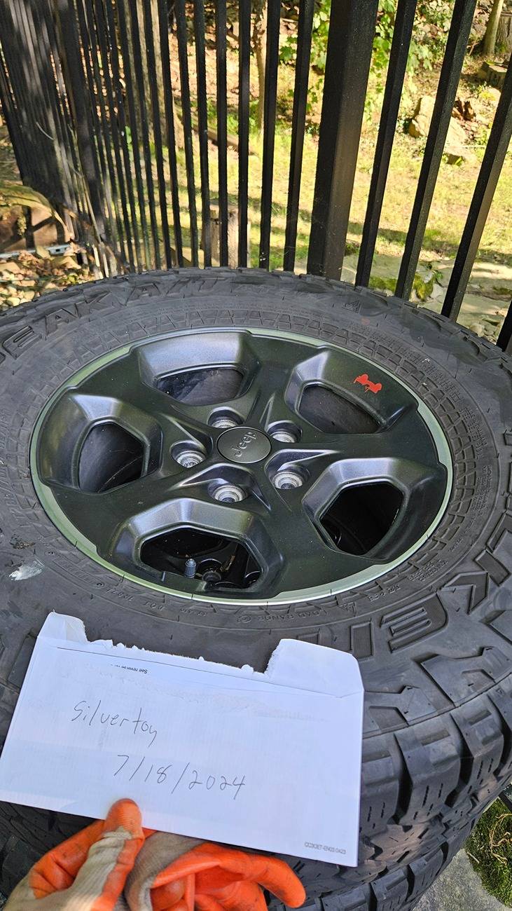 Jeep Gladiator STOCK Rubicon Rims and tires and spare.   no TPMS . $500 obo 20240718_182353