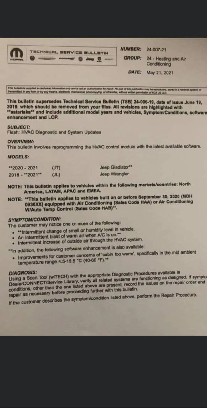 Jeep Gladiator AC periodically won't go cold 1722351472486-gy