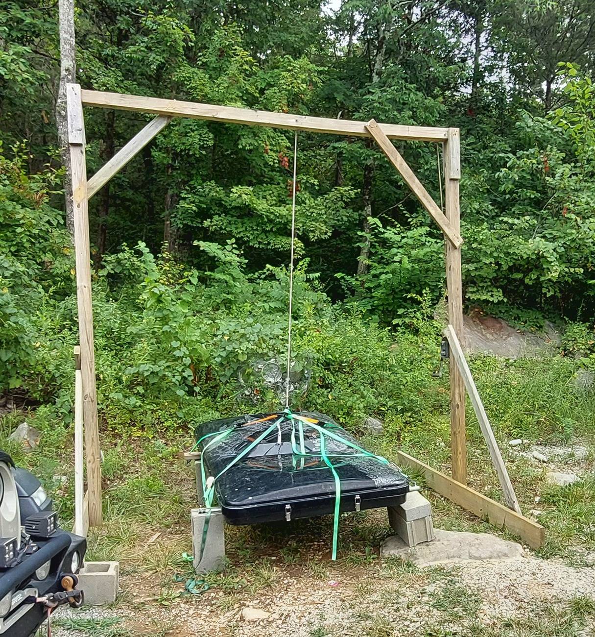 Jeep Gladiator My Homemade Hoist for 1 Person Top Removal 20240803_010559