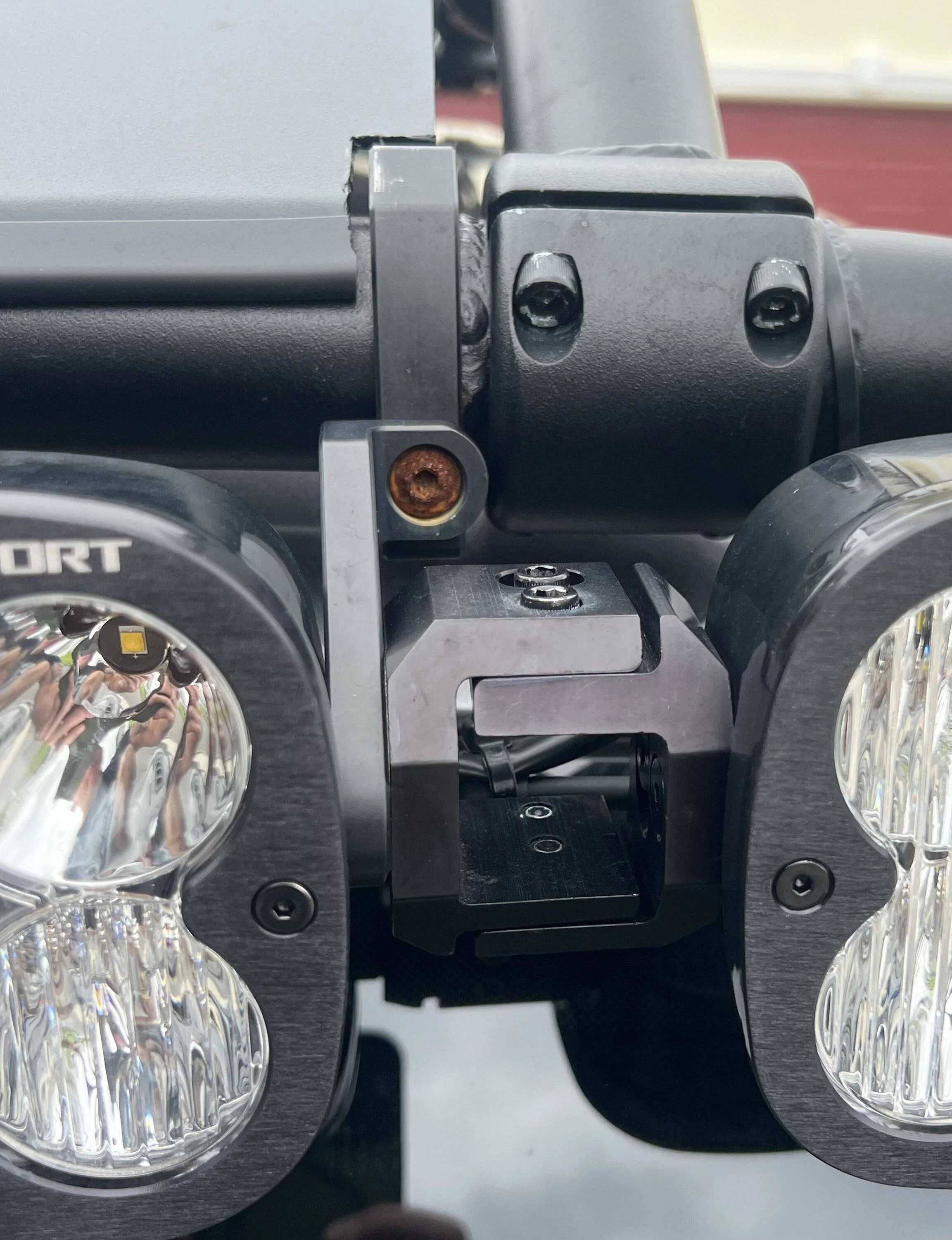 Jeep Gladiator Baja Designs XL linkable LED light Bar on Adventure Rack Systems Front Hoop 9
