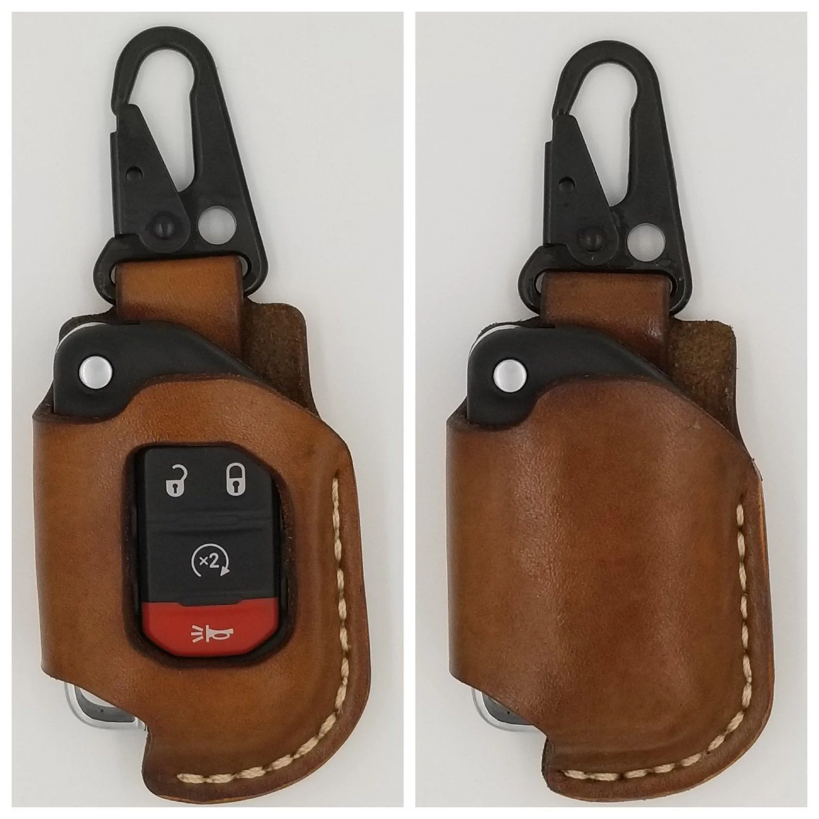 Jeep Gladiator Gibson Leatherworks JT Leather Items Key FOB Brown Snap Cli