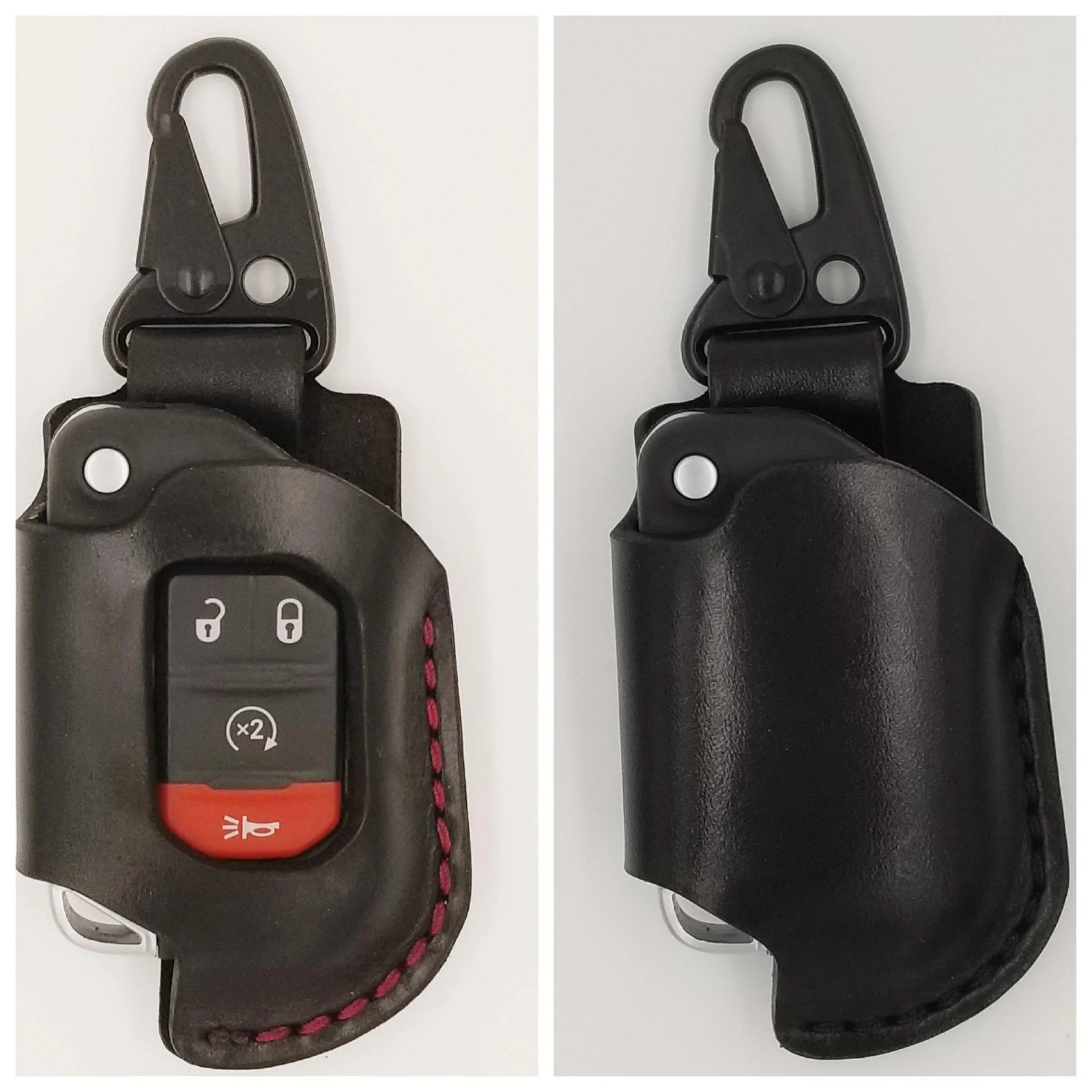 Jeep Gladiator Gibson Leatherworks JT Leather Items Key FOB Snap Clip Black