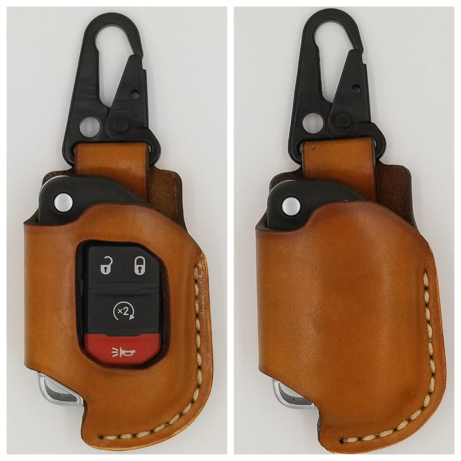 Jeep Gladiator Gibson Leatherworks JT Leather Items TKey FOB Tan Snap Cli