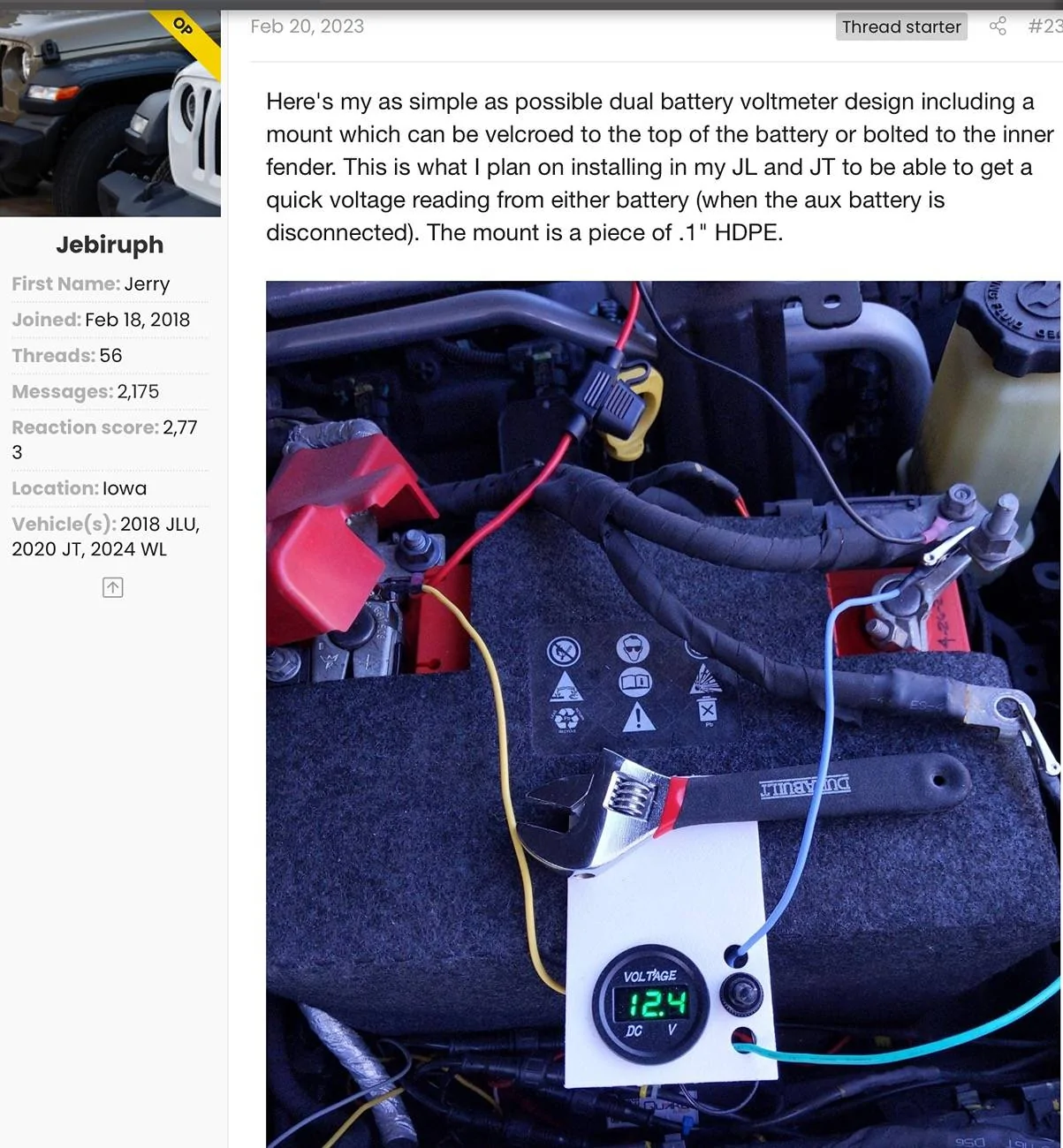 Jeep Gladiator How to know how much battery is left while camping? IMG_0345