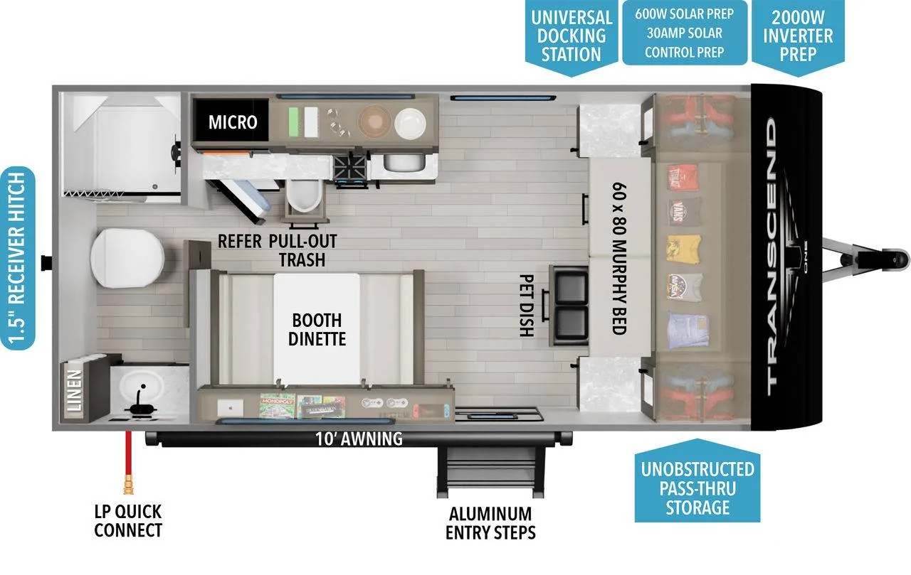 Jeep Gladiator Grand Design Transcend One 151 RB Camper floorplan