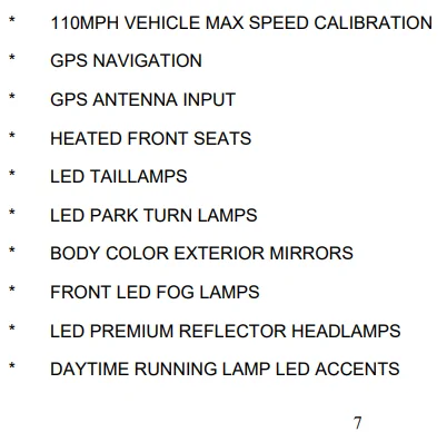 Jeep Gladiator Gladiator "Highspeed" test HA Build Sheet snippet #3