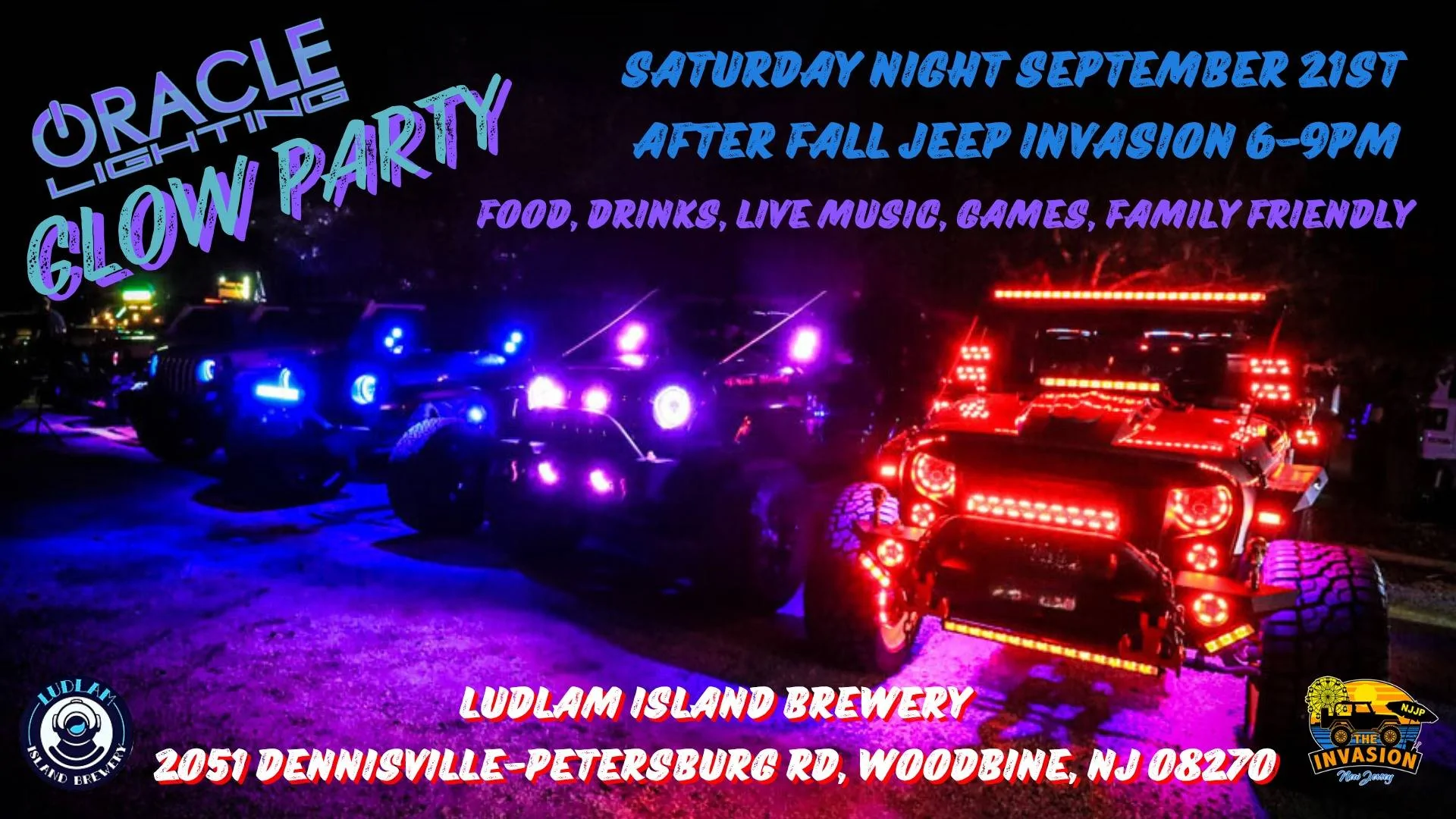 Jeep Gladiator Join Us in Ocean City, NJ for our NJ Fall JP Invasion Light Party ORACLE_Lighting_GLOW_Party