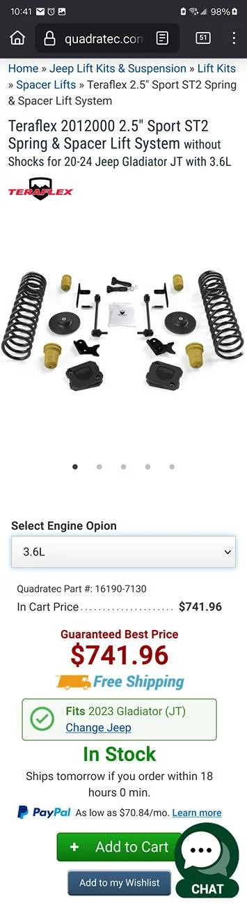 Jeep Gladiator 2.5" or 3.5" for 37" on Rubicon Screenshot_20240902_224126_Firefox