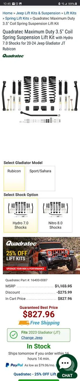 Jeep Gladiator 2.5" or 3.5" for 37" on Rubicon Screenshot_20240902_224519_Firefox