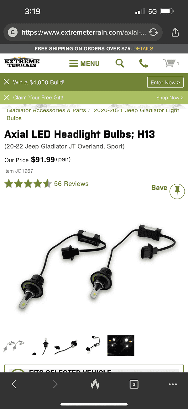 Jeep Gladiator Halogen headlight bulbs changed to LED..No high beams? 1725676932558-0l