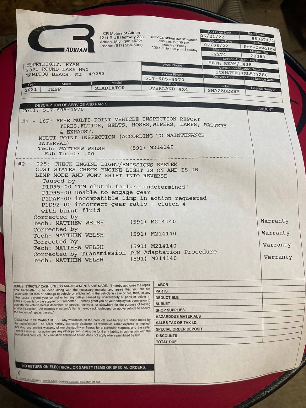 Jeep Gladiator New tranny at 45,000 miles. Wtf🙈 67959711327__4BF339C4-3CC4-4564-839C-B62D86071F25