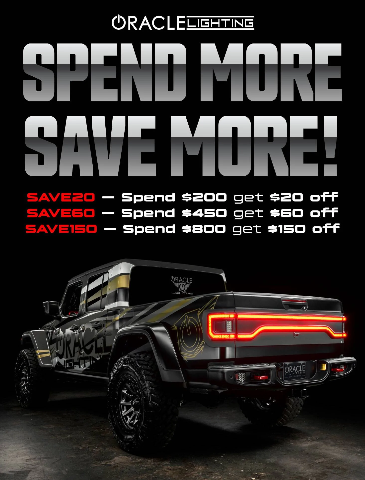 Jeep Gladiator DEAL ALERT: Spend More / Save More at ORACLE Lighting SMSM-promo-JT
