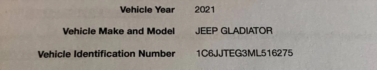 Jeep Gladiator Gladiator Mojave Part Numbers # List IMG_7721