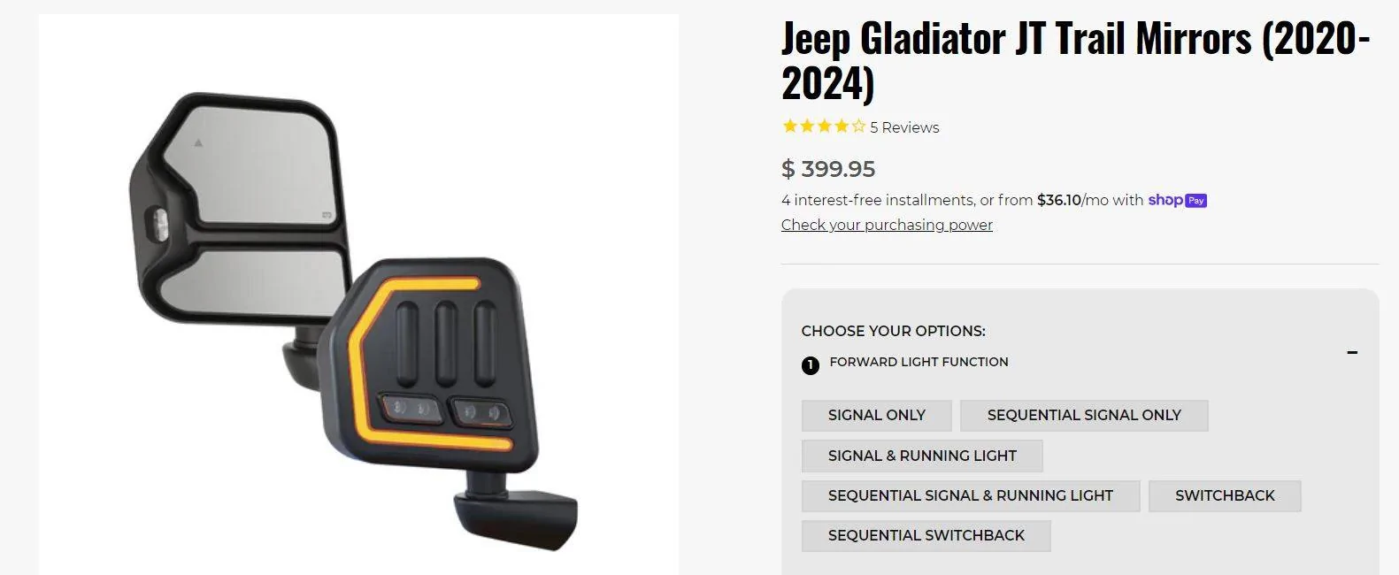 Jeep Gladiator Boost Auto JT Trail Mirrors trailmirrors