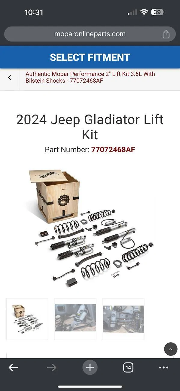 Jeep Gladiator 2” mopar lift kit with bilstien reservoir shocks IMG_1602