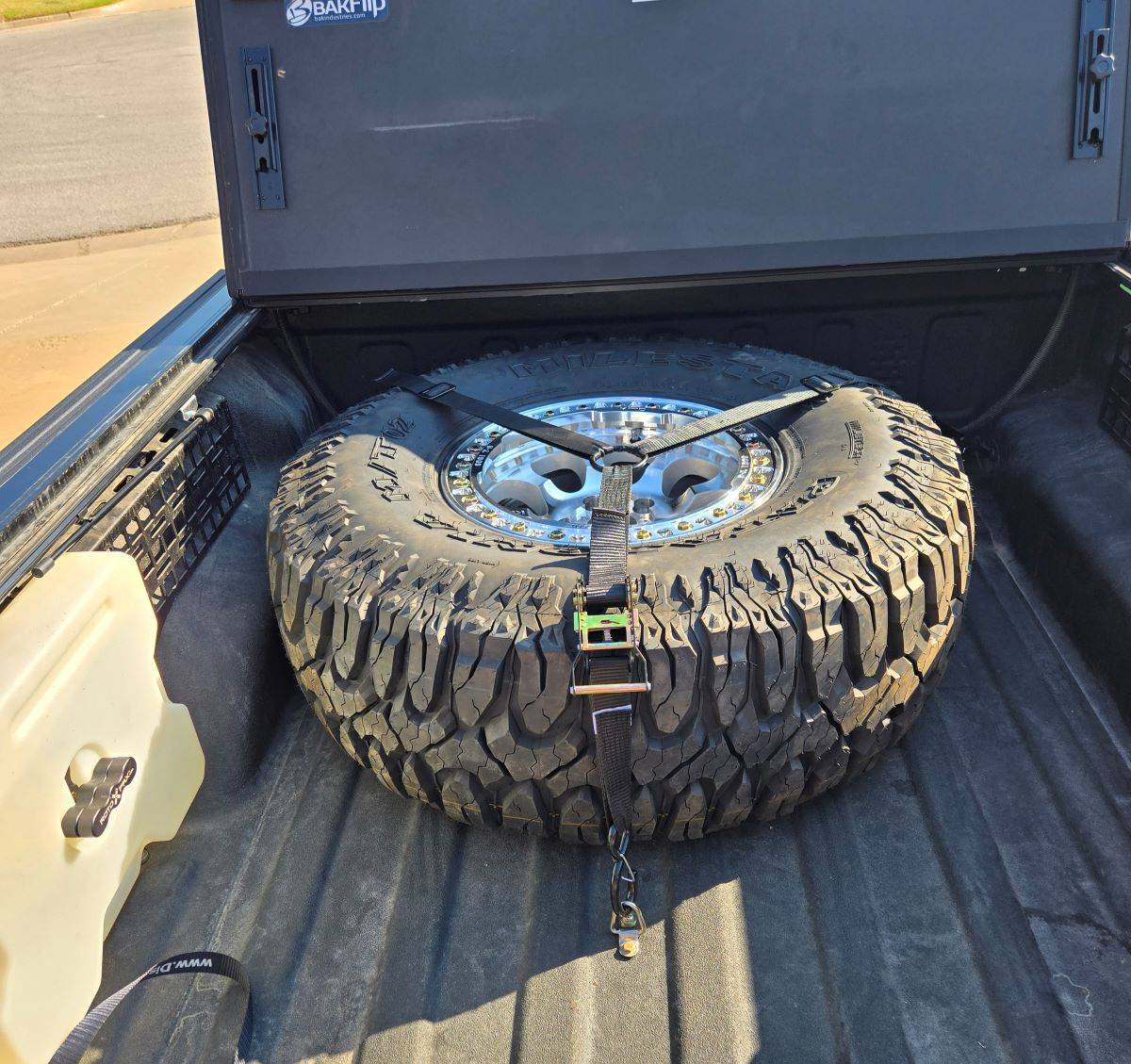 Jeep Gladiator Bed Mounted 38" Spare Tire Straps 20241006_161902Sm
