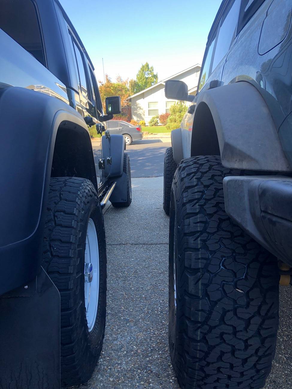 Jeep Gladiator White CJ retro wheels on a Sarge Green Gladiator B308D9CB-8D88-4F3E-A653-271A96FEE8A1