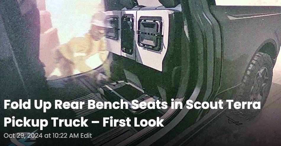 Jeep Gladiator Official: Scout EV Pickup & SUV debut w/ Gas Range Extender, 4x4, BOF, Lockers, Sway Bar Disconnect -- All Specs, Wallpapers, Videos ut-fold-up-rear-bench-seats-terra-pickup-truck-