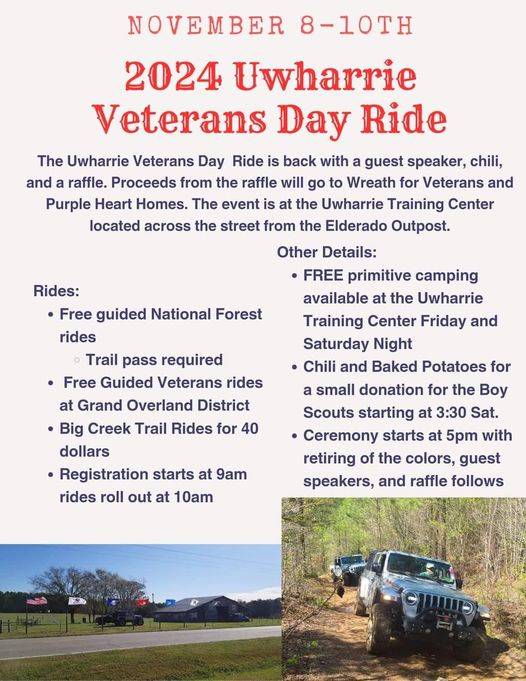 Jeep Gladiator 14th Annual Veterans Ride at Uwharrie Vets ride 2024