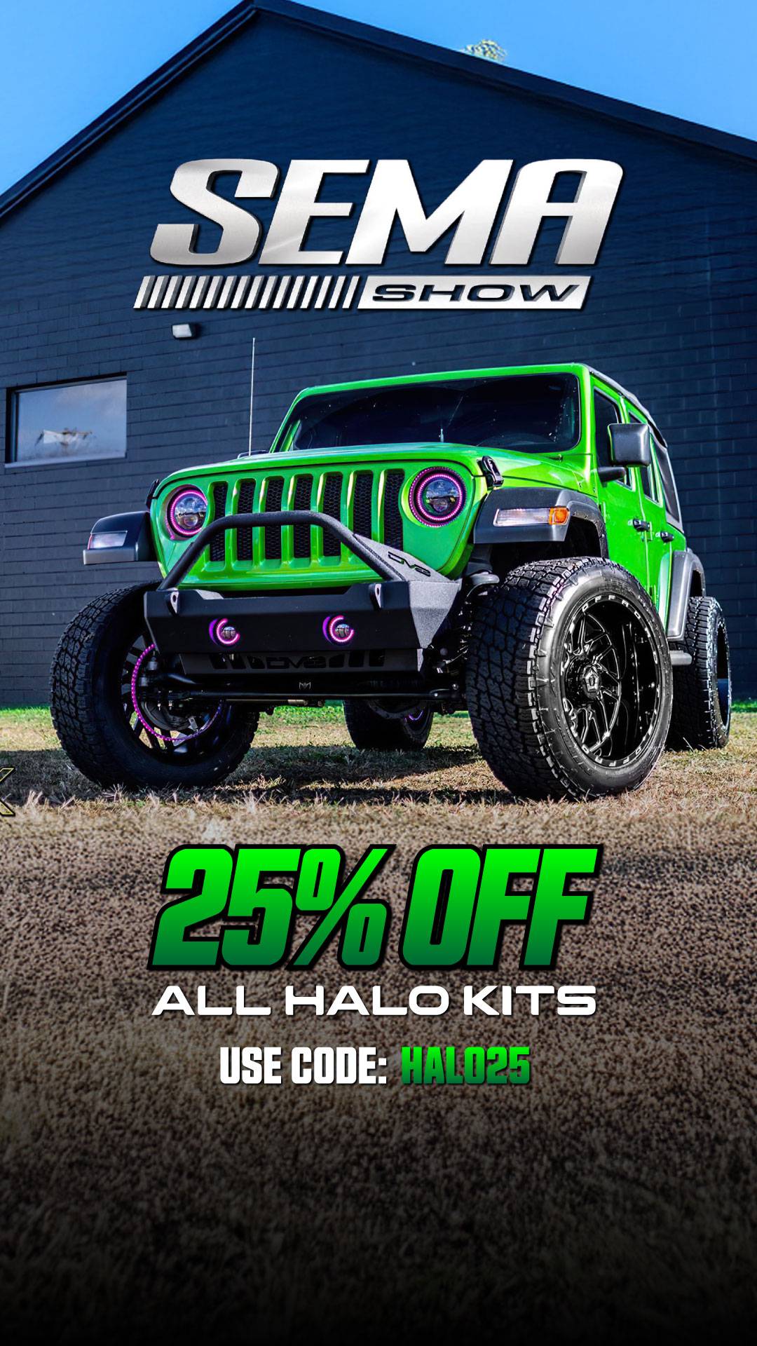 Jeep Gladiator SEMA Show Kick Off - Save 25% On Halo Kits semaspecial-25halos-jeepvt