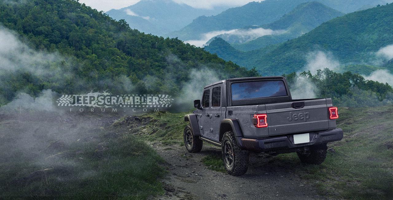 Jeep Gladiator Our latest Jeep Gladiator Pickup Truck renderings! JT-Jeep-Wrangler-Pickup-SCRAMBLER_rear_grey
