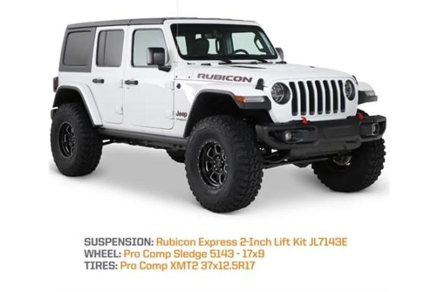 Jeep Gladiator Oversized spare. rubicon-express-jl7134e-jeep-wrangler-jl-lift-kit-2-inch-37s