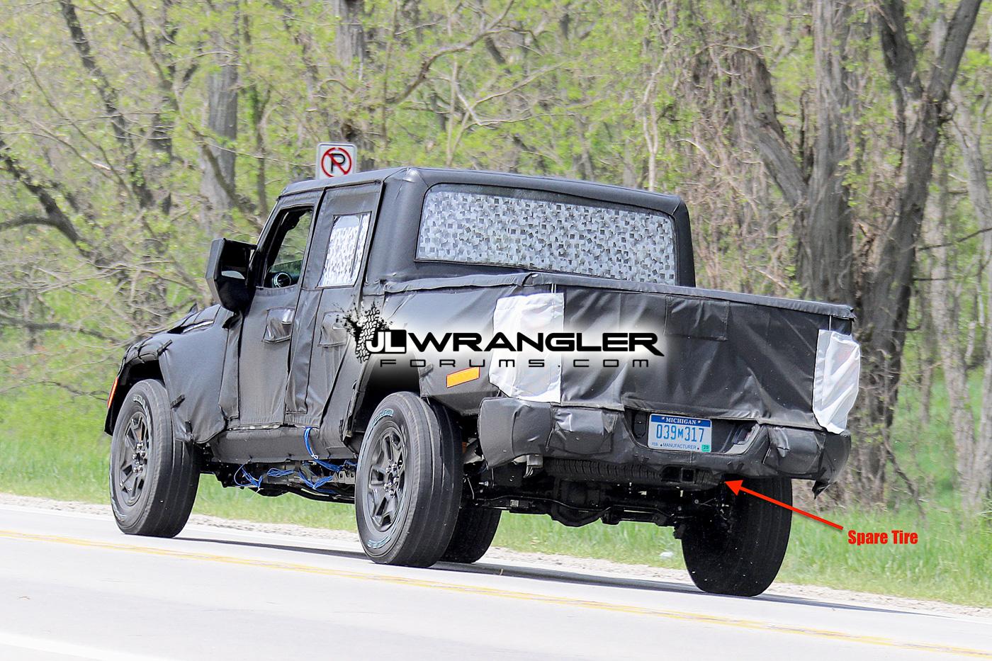 Jeep Gladiator Jeep Gladiator Pickup Truck (JT) Spy Pics and Videos! 2019-jt-wrangler-pickup-truck-spare-tire-