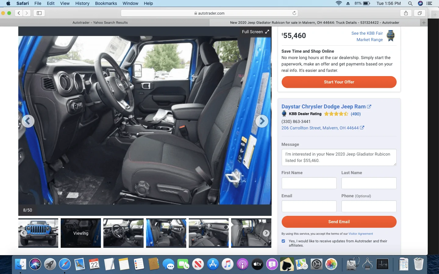 Jeep Gladiator Hydro Blue Rubicon with grey dash Screen Shot 2019-10-22 at 1.56.45 PM
