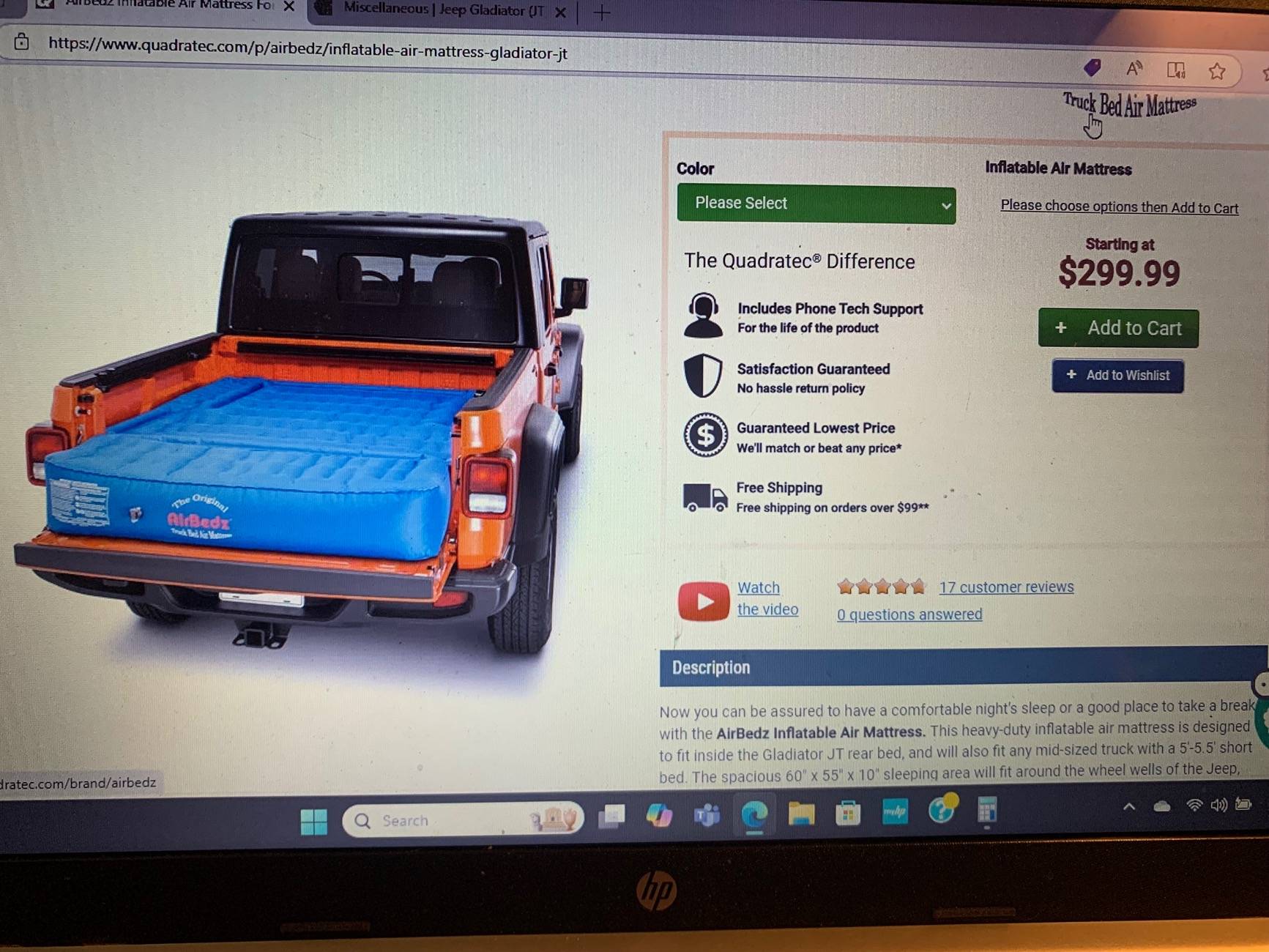 Jeep Gladiator JT specific bed tent and mattress IMG_0842