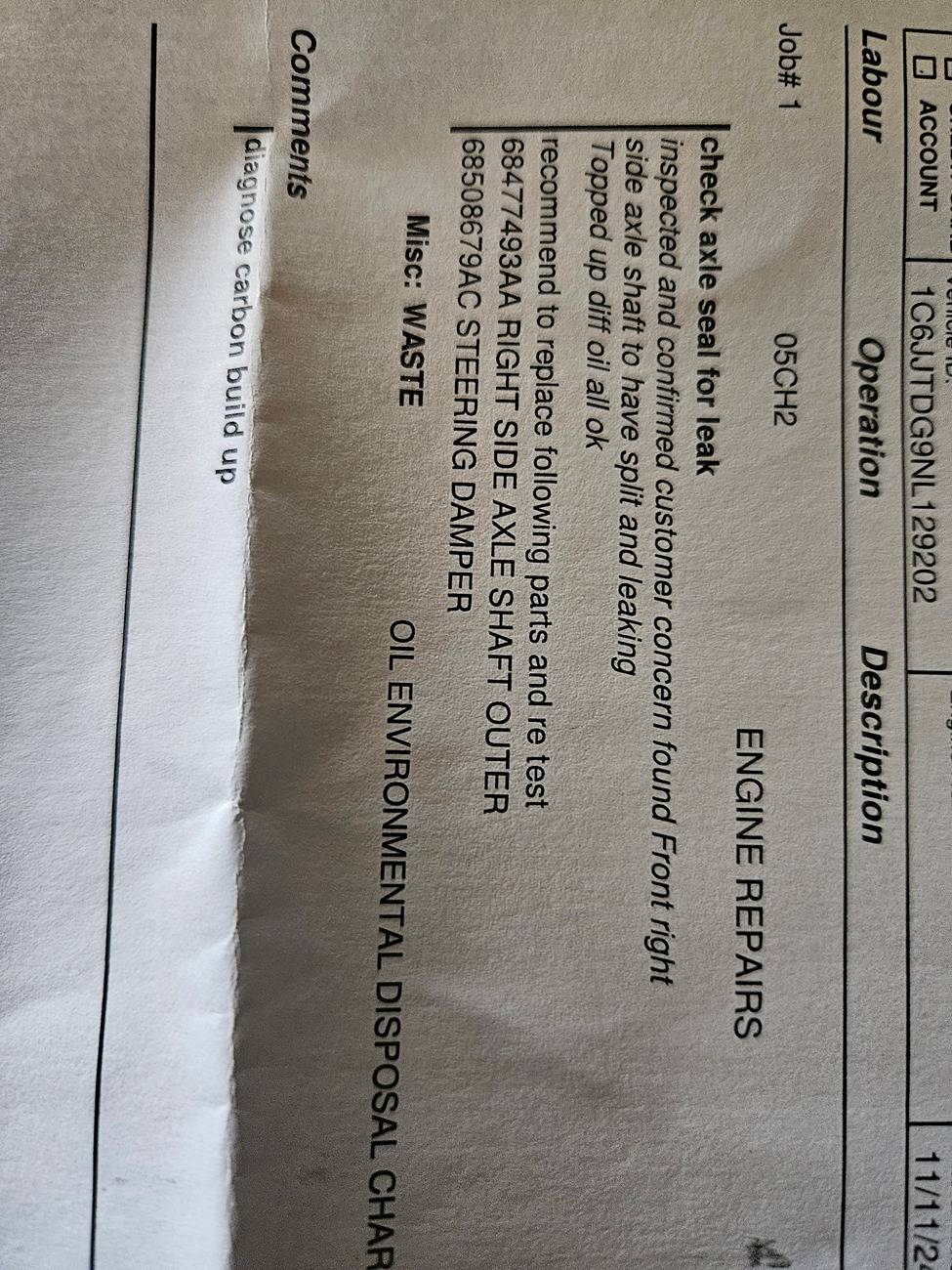 Jeep Gladiator Is there an OUTER axle tube seal kit for 2022 JT? Jeep service report for leaking front axle