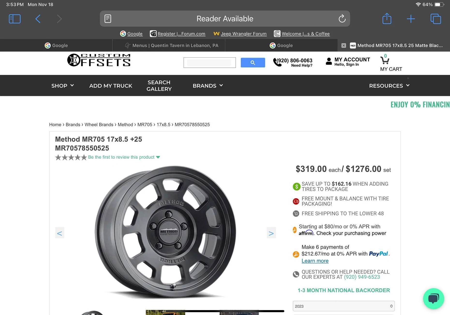 Jeep Gladiator Pict Request:17 x 8.5” wheels +25offset on 33” stock tires - on a Hydro Blue JT IMG_1675