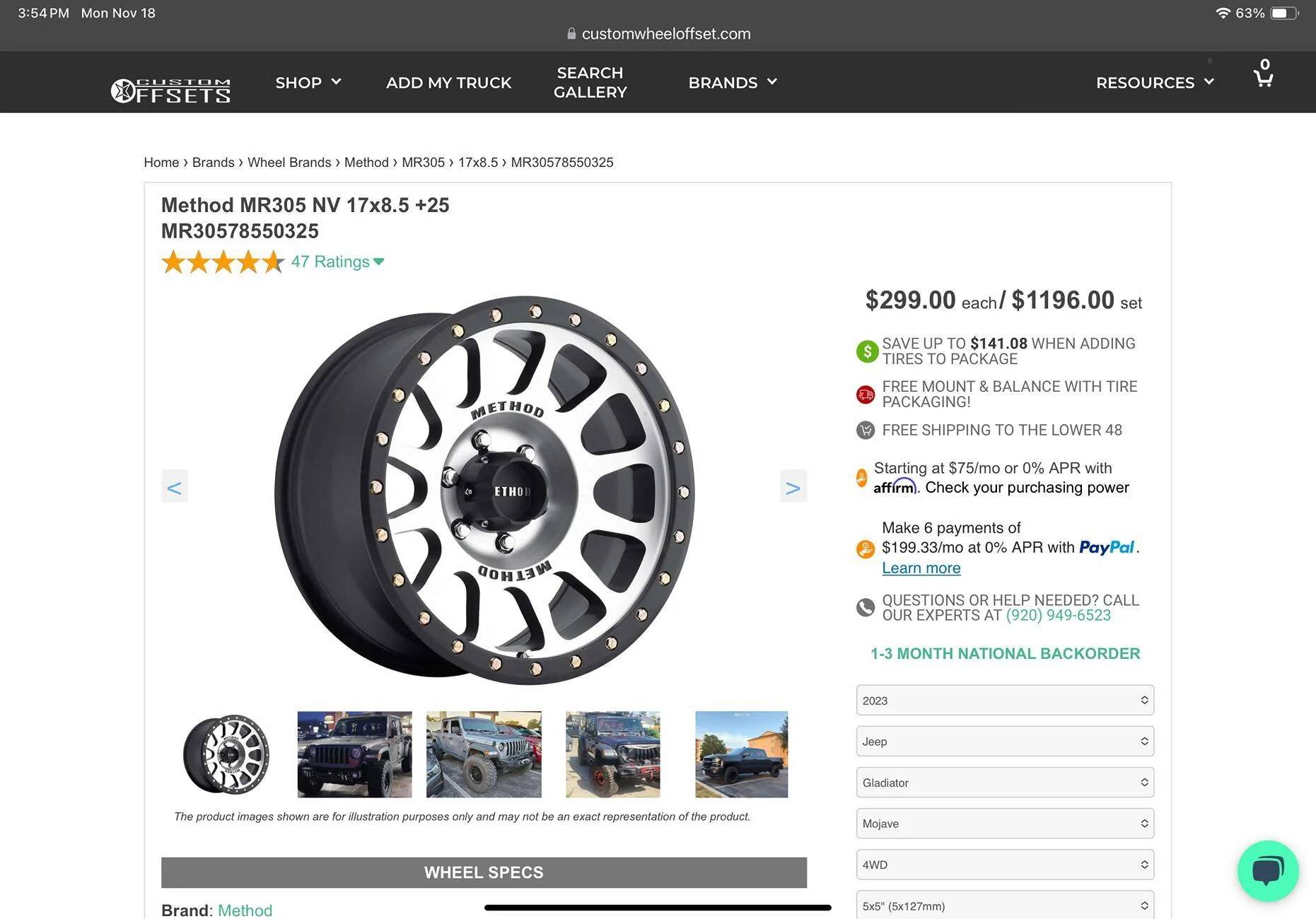 Jeep Gladiator Pict Request:17 x 8.5” wheels +25offset on 33” stock tires - on a Hydro Blue JT IMG_1676