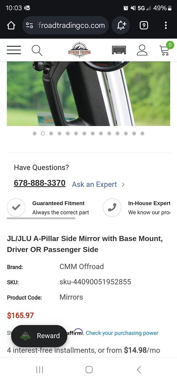 Jeep Gladiator FS: CMM Off Road Mirrors $200 1000005586