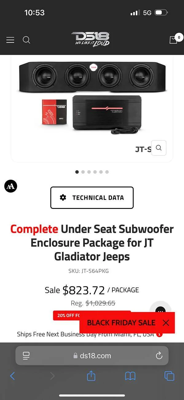 Jeep Gladiator DS18 under seat sub box IMG_8423