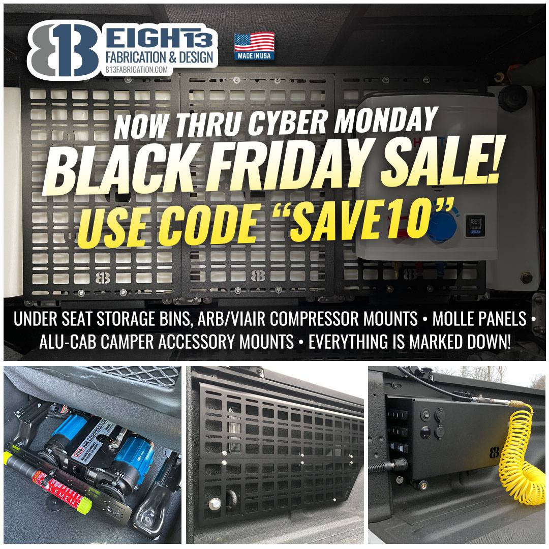 Jeep Gladiator SAVE 10% Now Thru Cyber Monday - 813 Fabrication & Design Black-Friday-2024