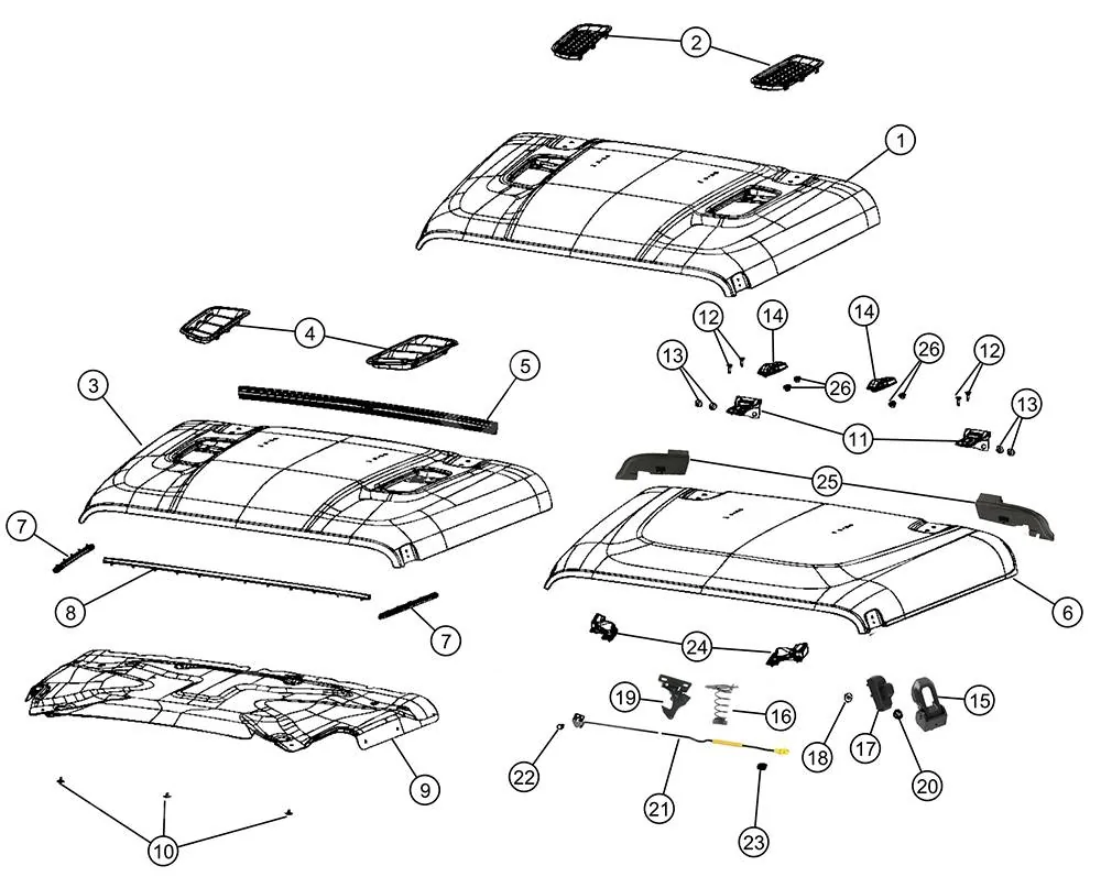 Jeep Gladiator Removed the Rubicon hood vents now they wiggle when reinstalled jl-hood-parts_0