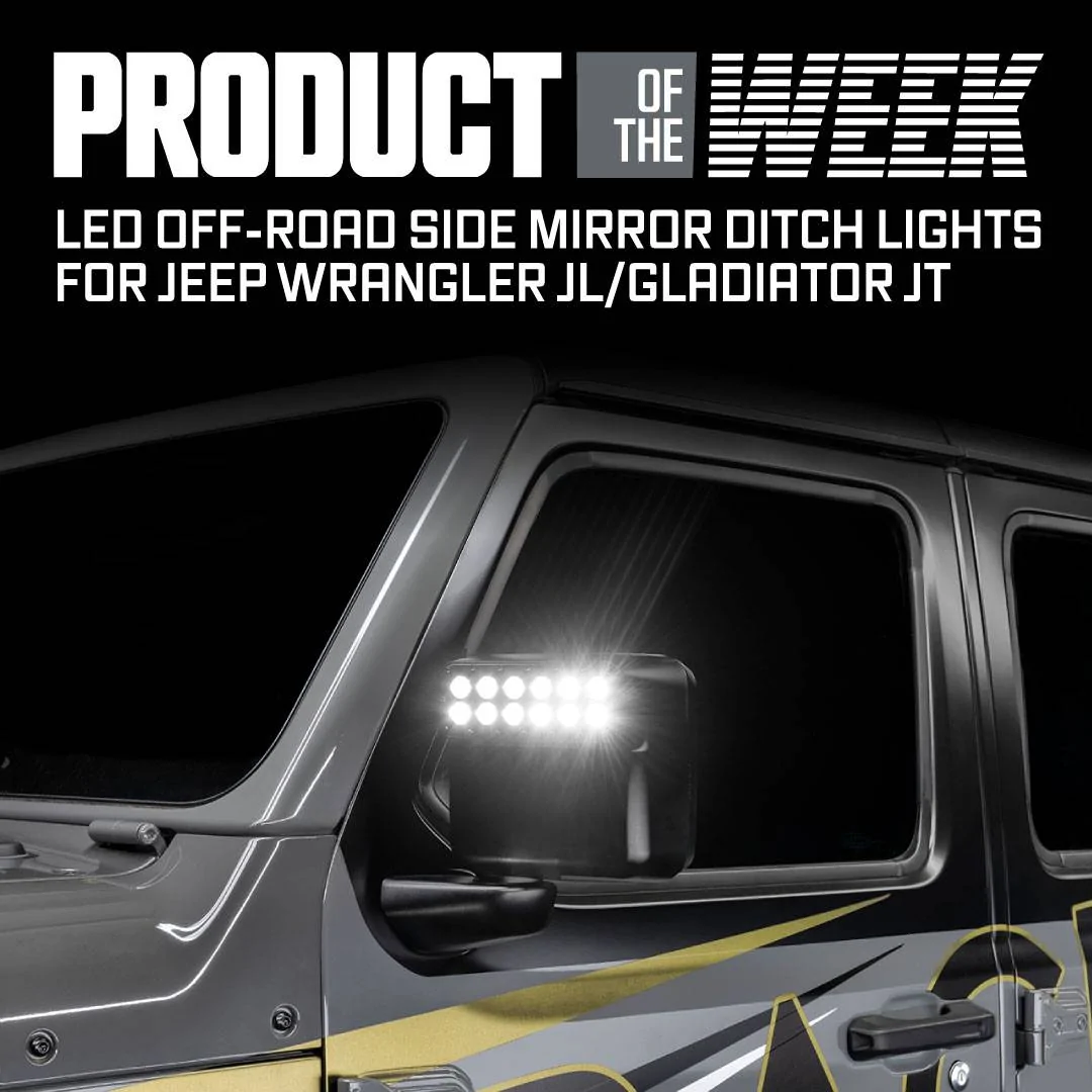 Jeep Gladiator Product of the Week: LED Off-road Side Mirror Ditch Lights POTW-sidemirrors-sqj