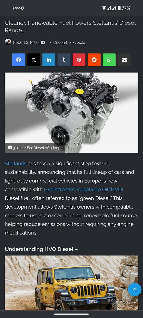 Jeep Gladiator Green HVO fuel allowed in EU Screenshot_20241205-144011