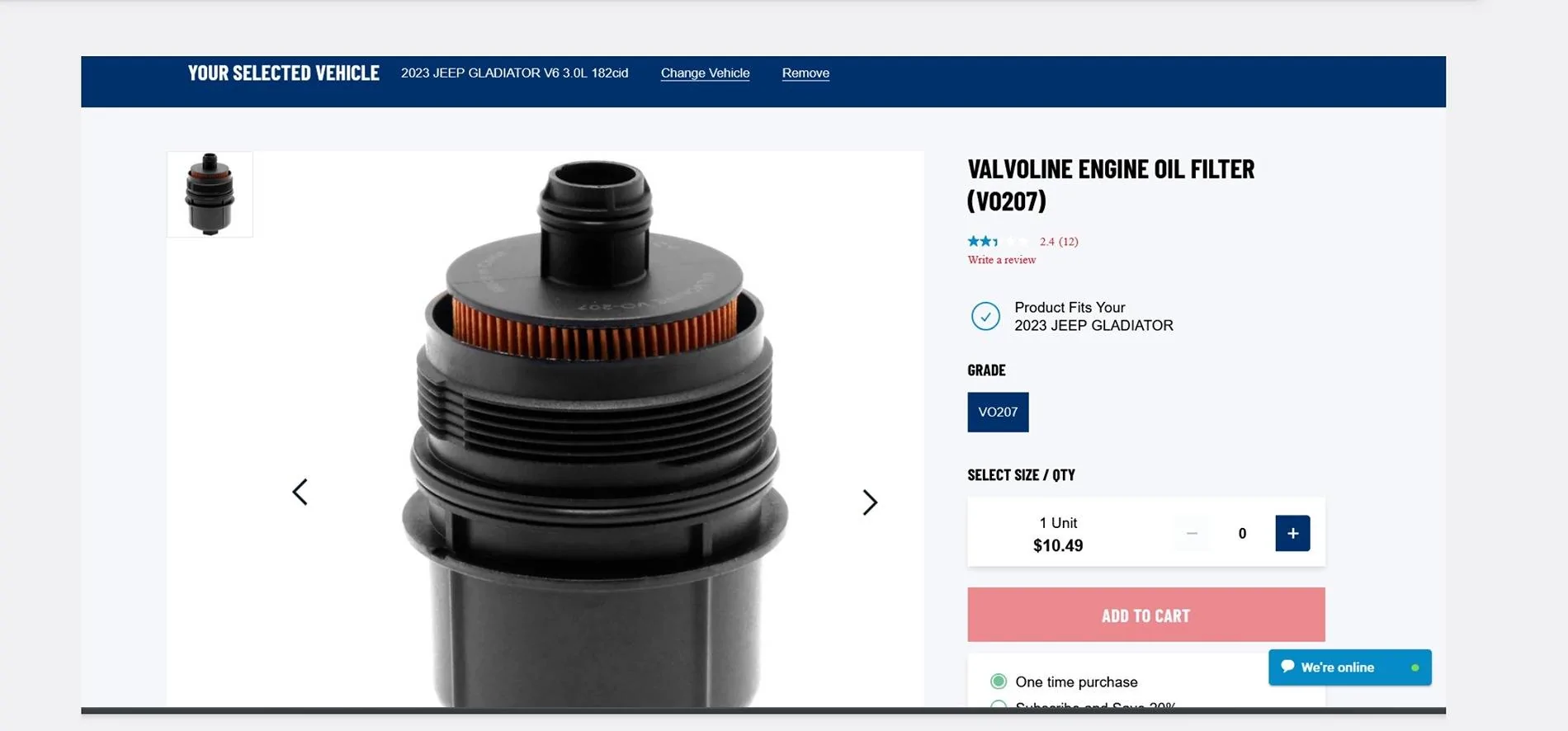 Jeep Gladiator Valvoline 3.0 oil filter for $10 Screenshot_20241208_032033_Driv